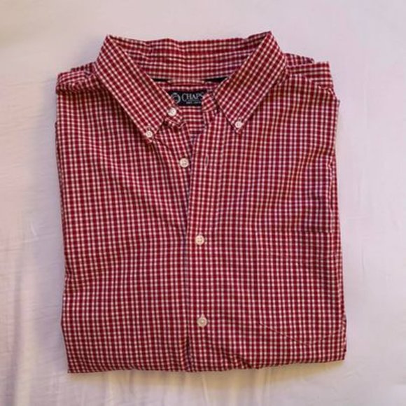 Chaps Red Gingham Long Sleeve Button Up - Picture 3 of 4